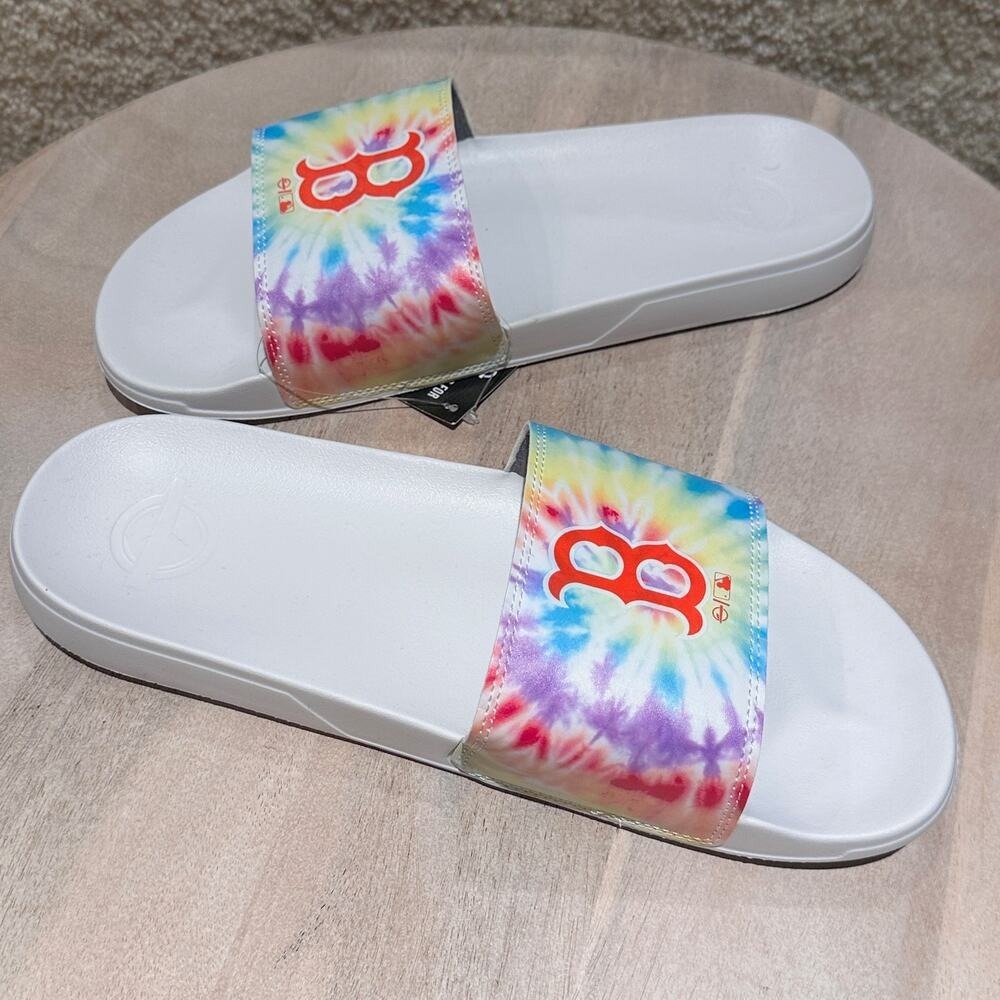 Boston Red Sox ISlide Rainbow Tie Dye Motto Slide Sandals Size 11/12 New